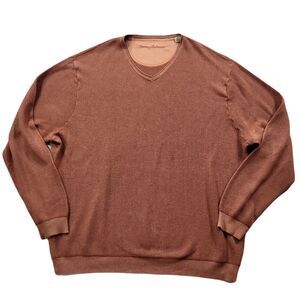 Tommy‎ Bahama Sweater Mens 2XL Crewneck Long Sleeve Cotton Rust Brown